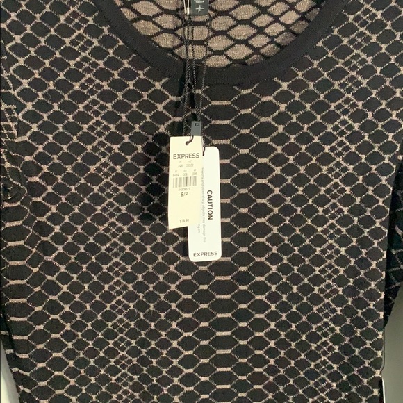 Sweater dress black with gold print - Picture 2 of 3